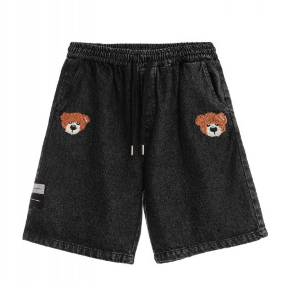 MWM TEDDY BEAR DENIM SHORTS FLOCK PATCH
