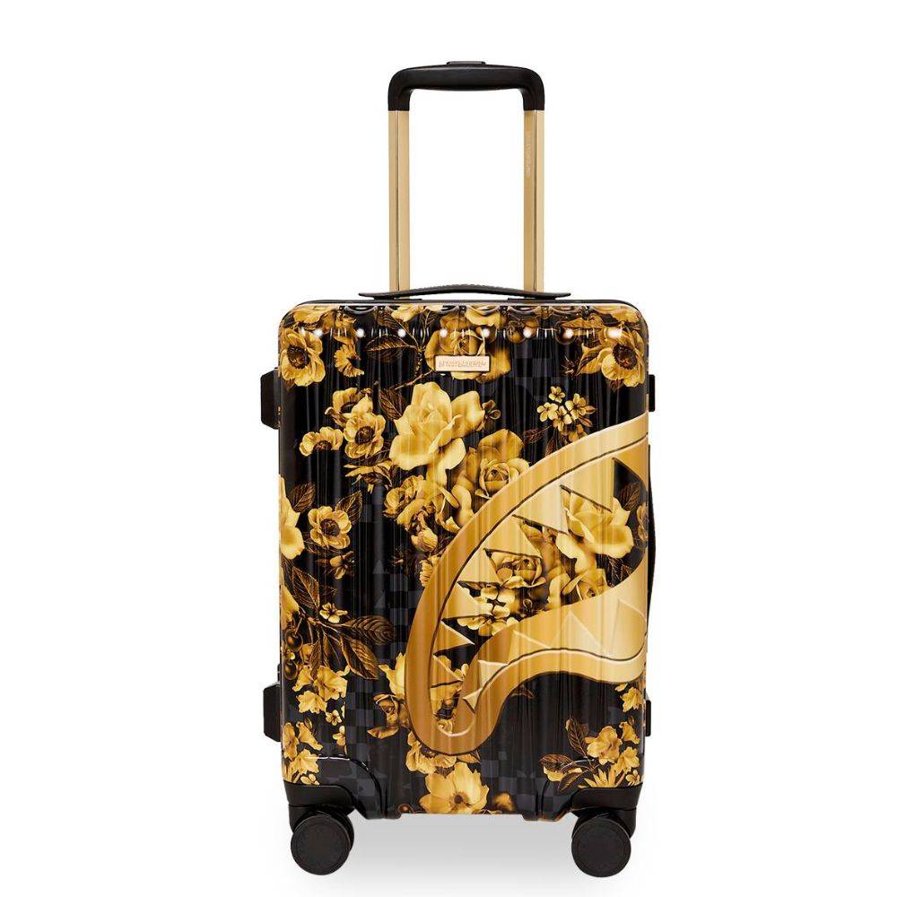 SPRAYGROUND GOLD FLORAL RMX CARRY-ON HARD LUGGAGE