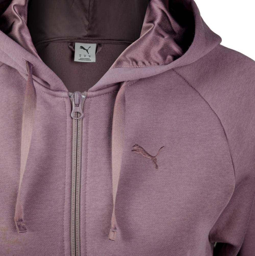 PUMA ESS ELEVATED SATIN FZ HOODIE FL