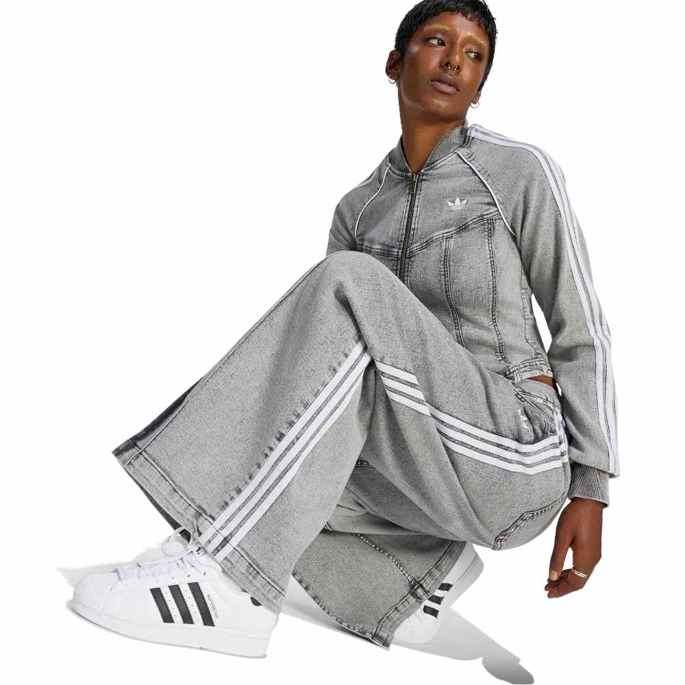 ADIDAS ORIGINALS BADIGIRL DENIM PLEATS WIDE LEG PANTS