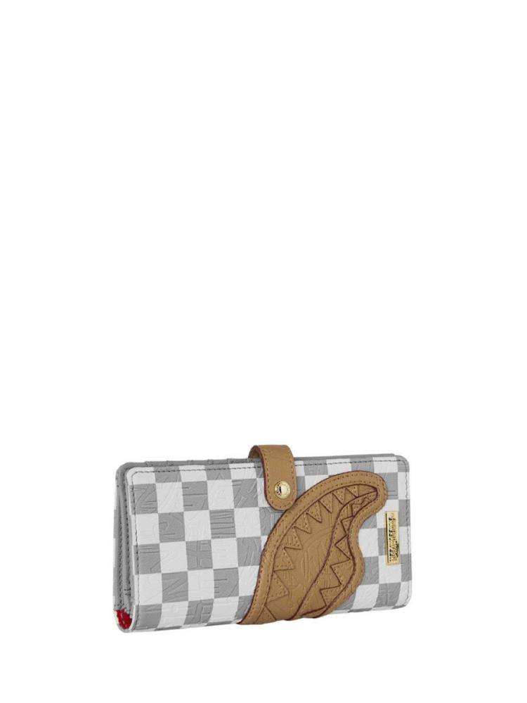 SPRAYGROUND EMBOSSED CHECK CREAM FOLD WALLET