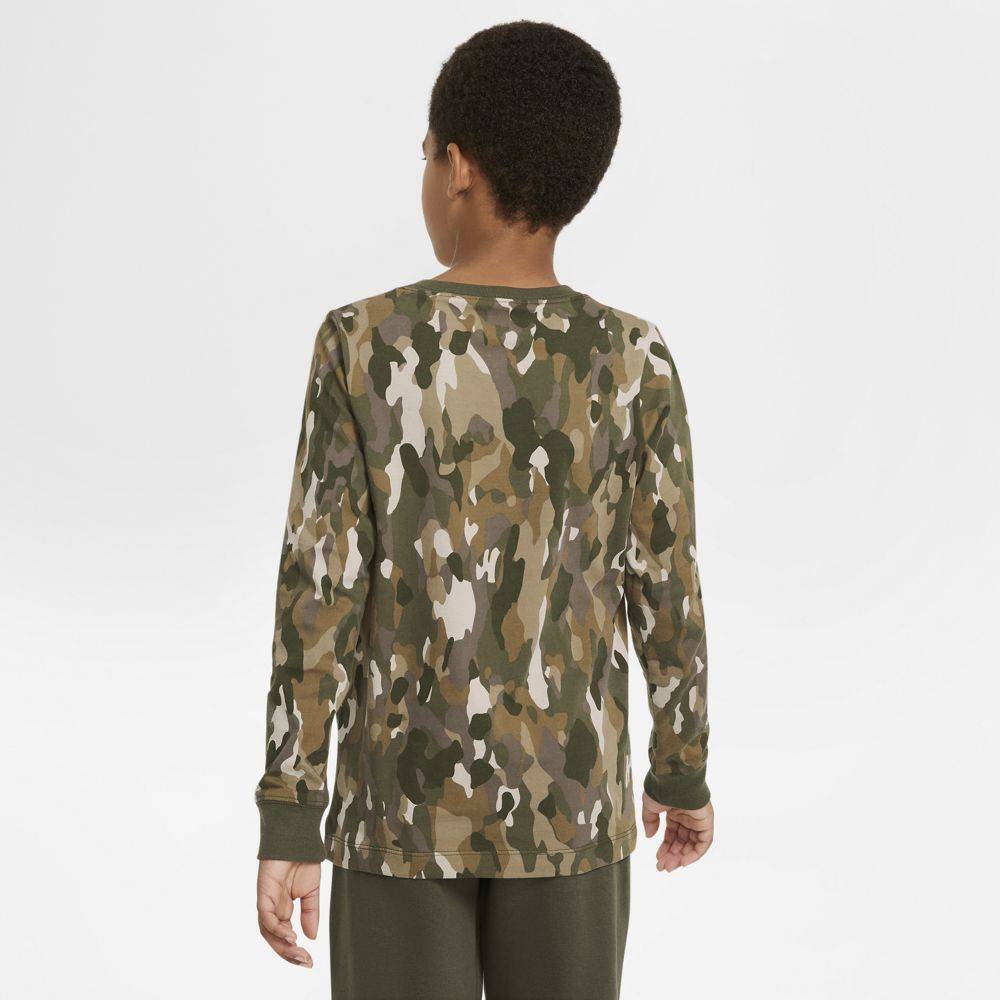 NIKE BOYS SPORTSWEAR CAMO LONG SLEEVE TEE
