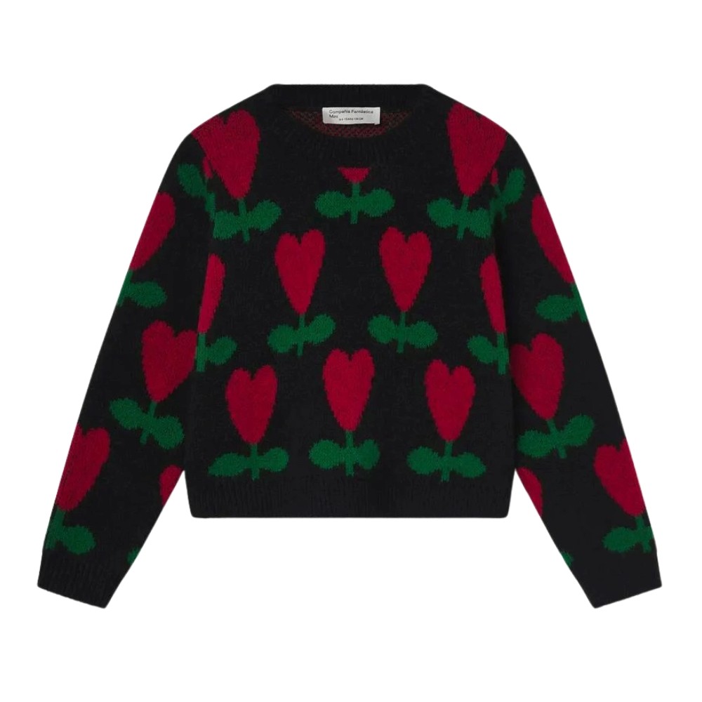 COMPANIA FANTASTICA CYCLAMEN PRINT KNIT SWEATER