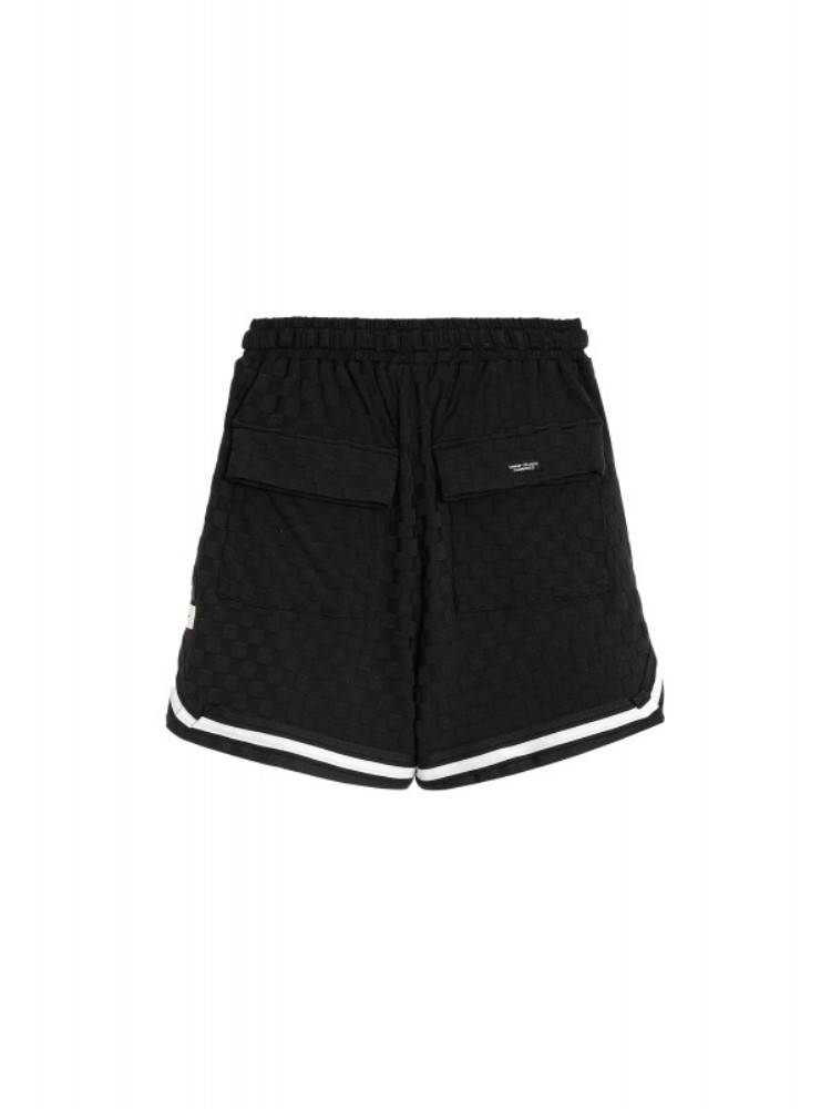 MWM BLACK SQUARE PATTERN SOFT FABRIC SHORTS