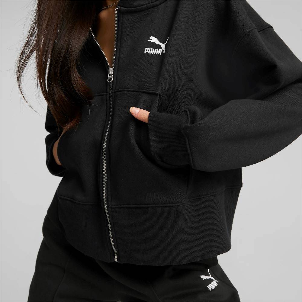 PUMA CLASSICS OVERSIZED FLEECE FULL-ZIP HOODIE