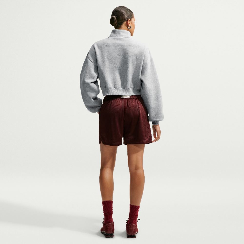 NIKE WOMENS STUDIO MEDIUM-WEIGHT 1/4 ZIP CROPPED TOP
