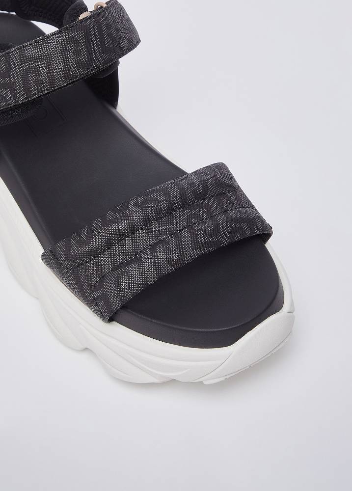 LIU JO STEFFY SANDAL 01 - CHUNKY SANDAL MONOGRAM SAFFIANO