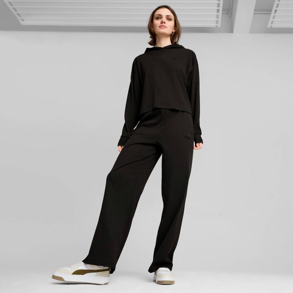 PUMA ESS ELEVATED HIGH-WAIST STRAIGHT LEG PANTS