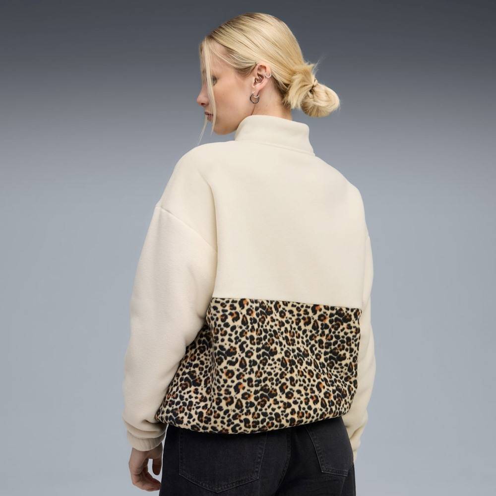 PUMA ESS GRAPHIC ANIMAL RELAXED HALF-ZIP CREW