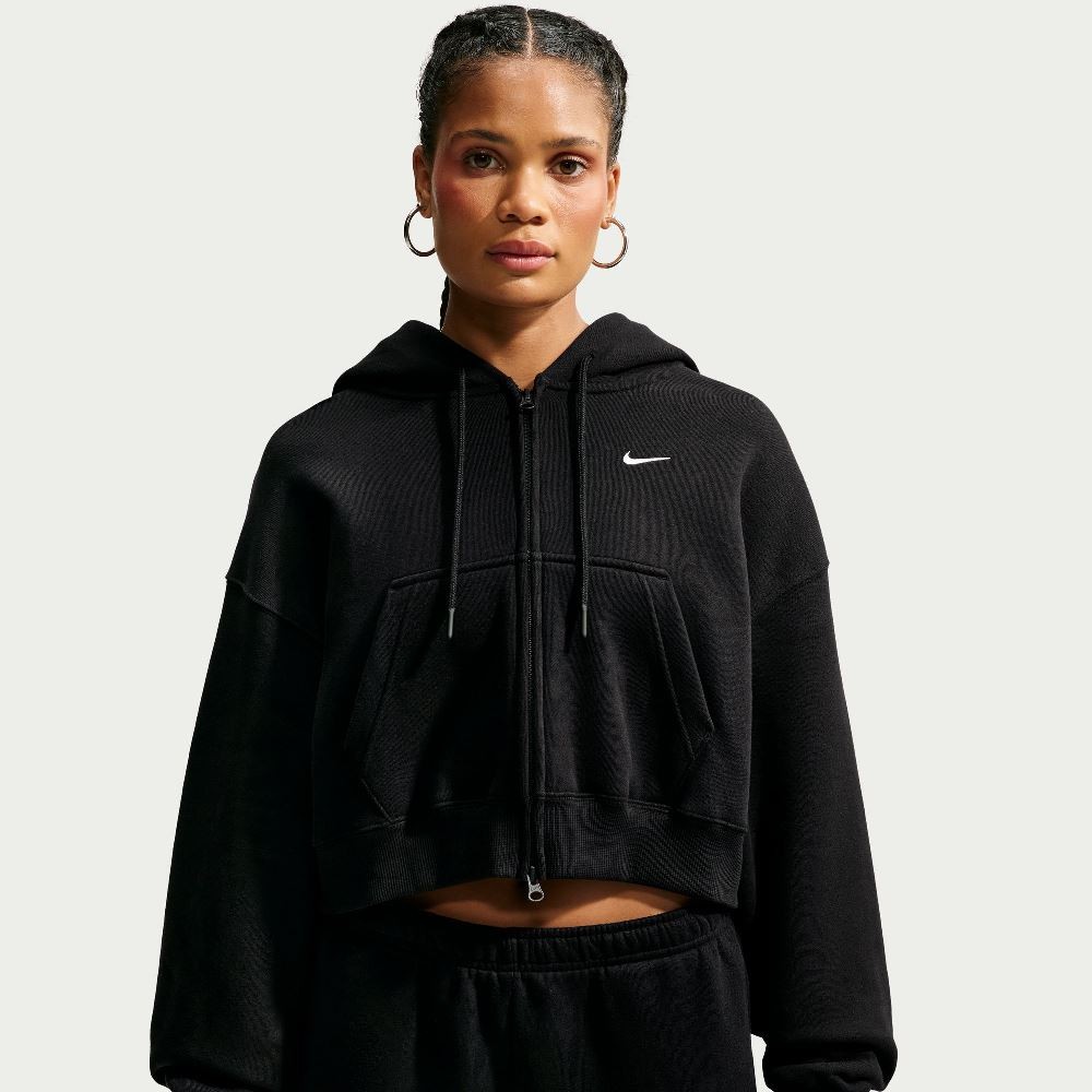 NIKE STUDIO FLEECE OVERSIZED CROPPED FULL-ZIP HOODIE
