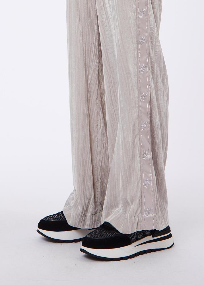 LIU JO CRINKLE VELVET WIDE LEG TROUSERS