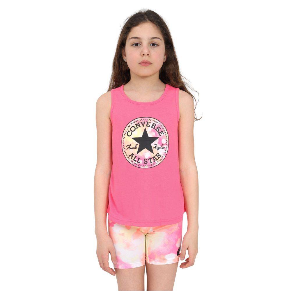 CONVERSE LITTLE GIRLS FLORAL PRINTED TANK-SHORT SET
