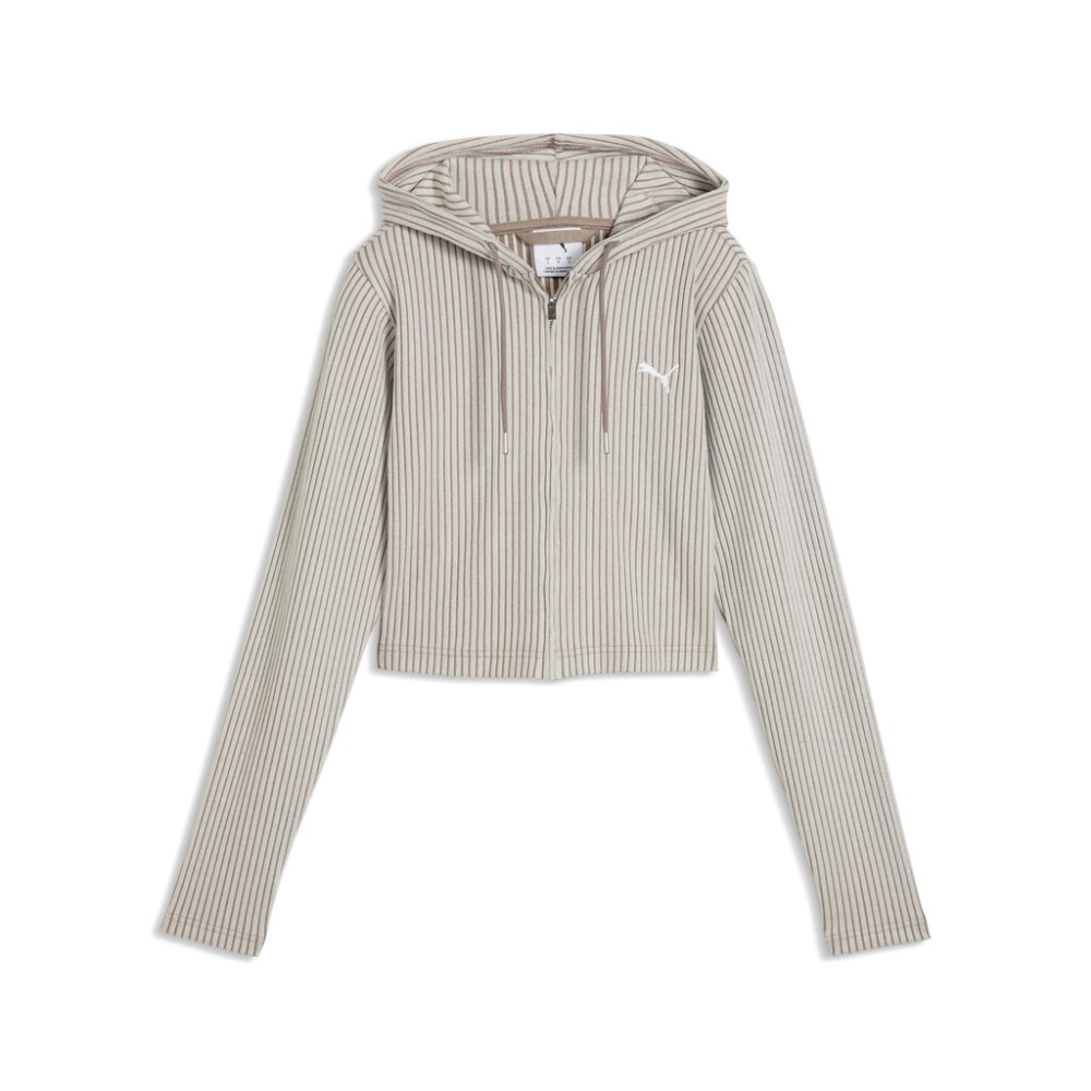 PUMA ESS RIBBED FULL-ZIP SOFT TOUCH HOODIE