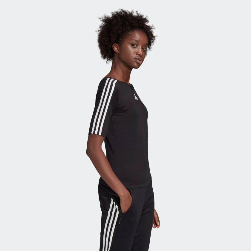 ADIDAS WOMENS OPEN BACK 3-STRIPES TEE