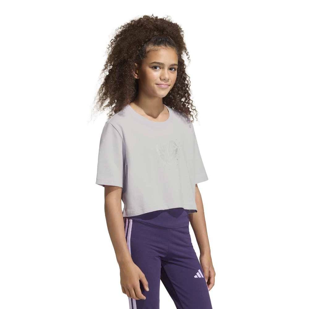 ADIDAS GIRLS EVERYDAY GLAM CROPPED GRAPHIC T-SHIRT