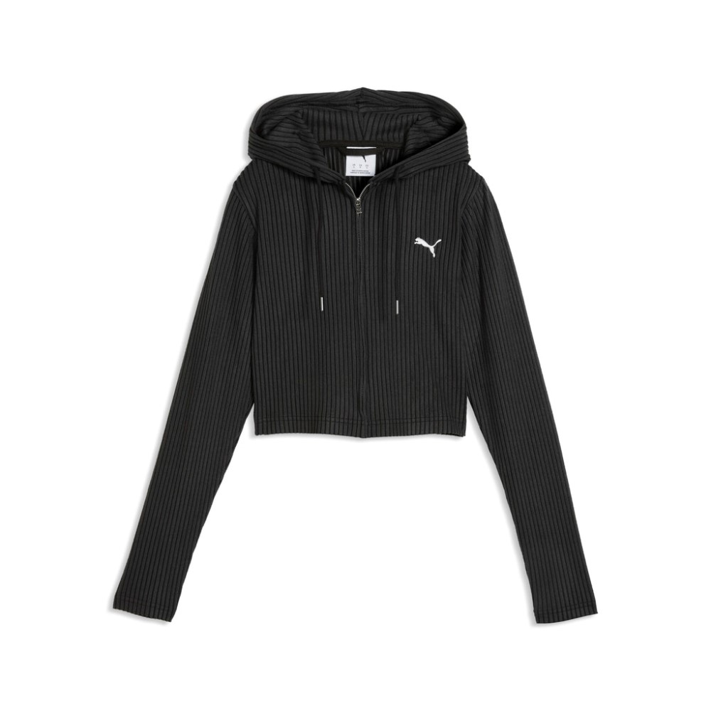PUMA ESS RIBBED FULL-ZIP SOFT TOUCH HOODIE
