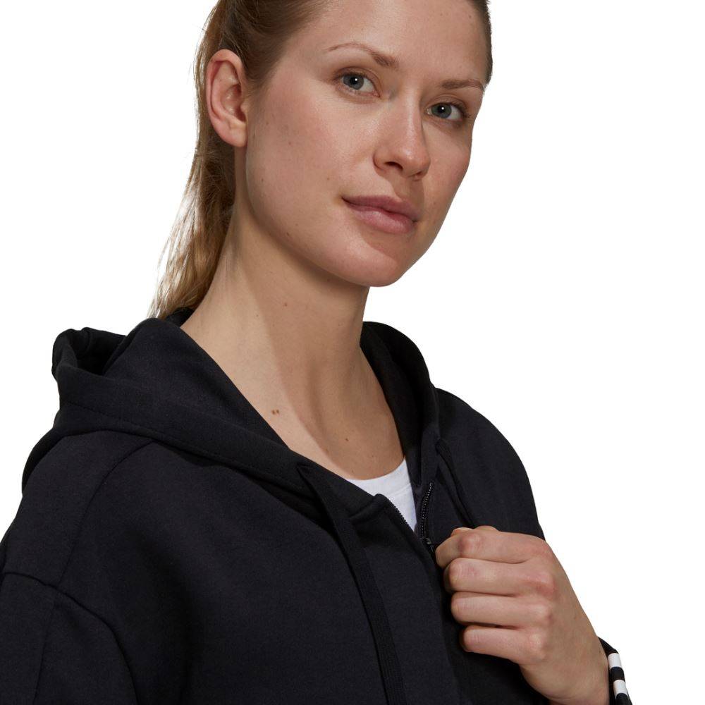 ADIDAS WOMENS ESSENTIALS LOOSE-CUT 3-STRIPES FULL-ZIP HOODIE
