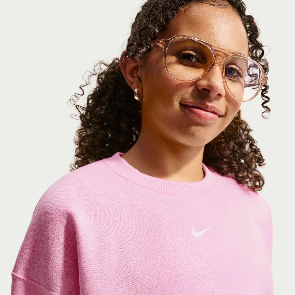 NIKE STUDIO GIRLS OVERSIZED FLEECE BOXY CREW