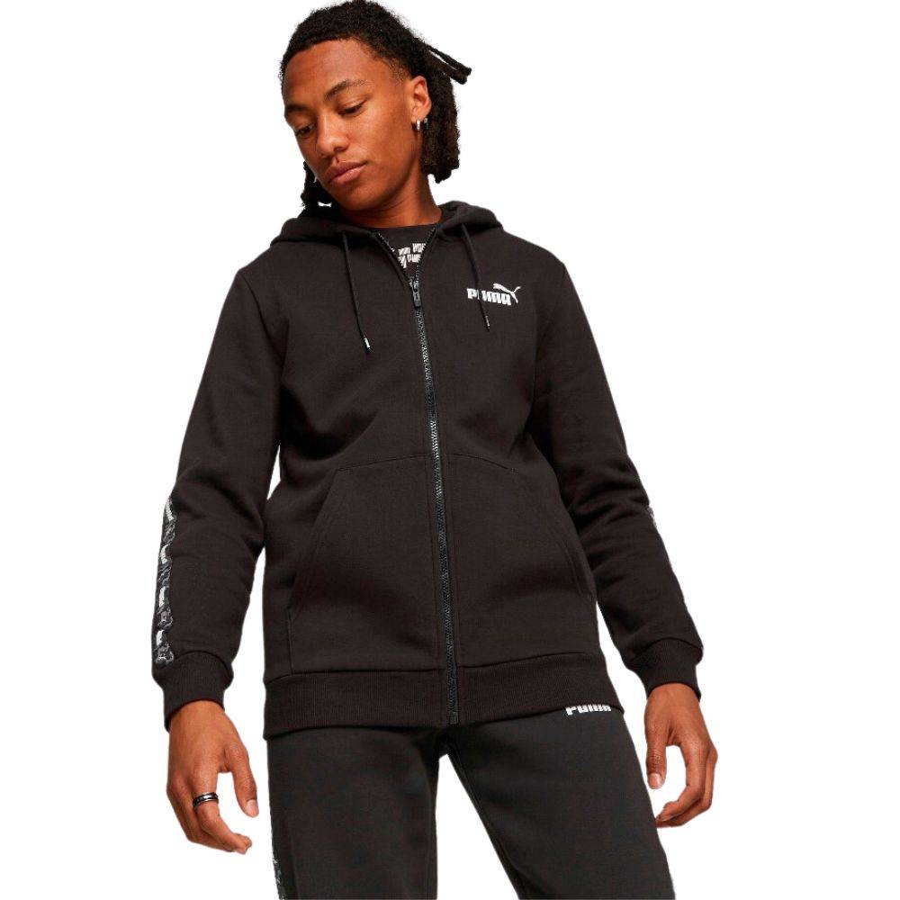 PUMA ESS TAPE CAMO FULL-ZIP HOODIE