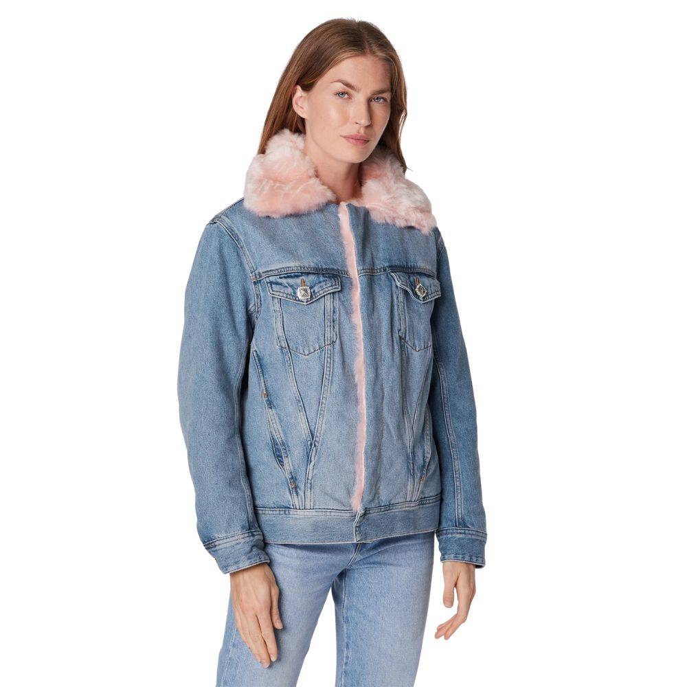 LIU JO DENIM JACKET WITH FAUX FUR