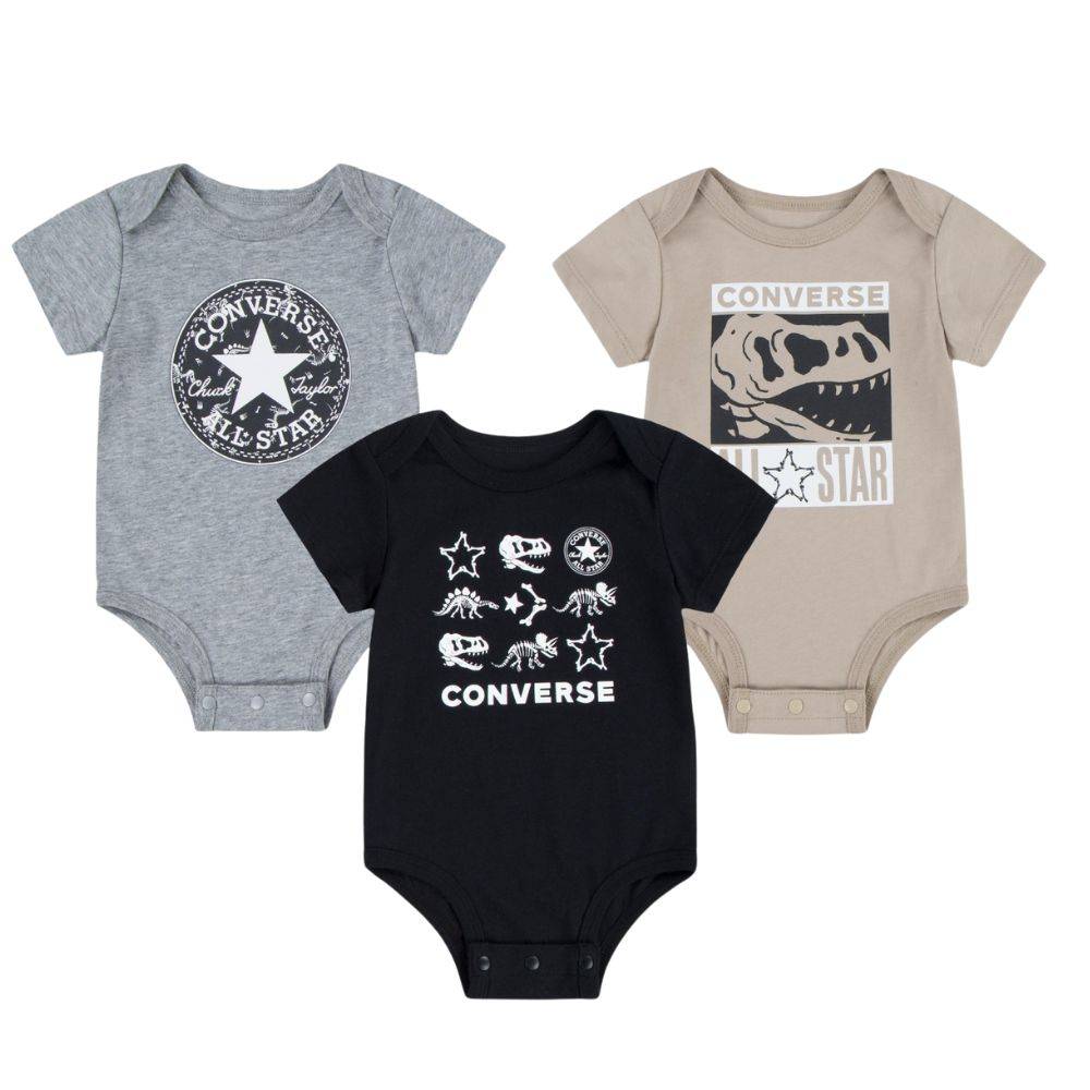CONVERSE DINOS NEWBORN 3PK BODYSUIT