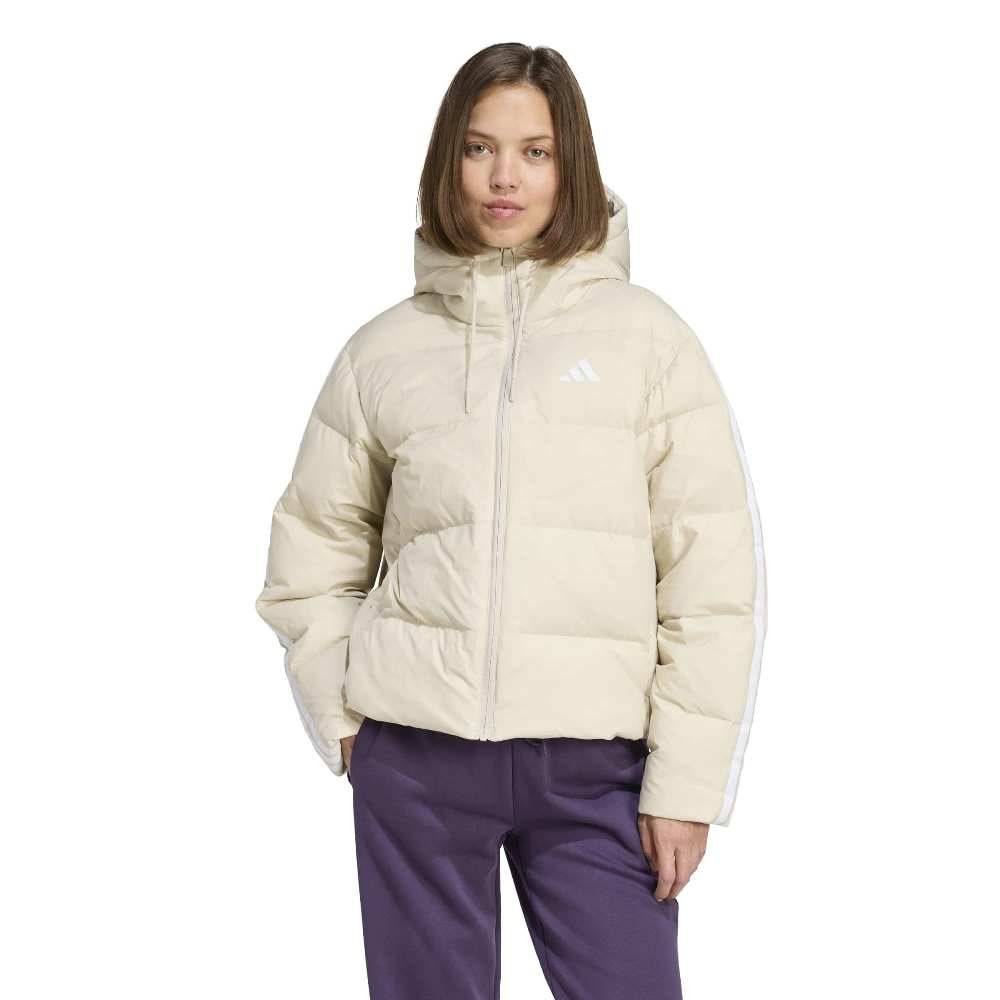 ADIDAS ESSENTIALS CLIMAWARM 3 STRIPES PUFFER DOWN HOODED JACKETS