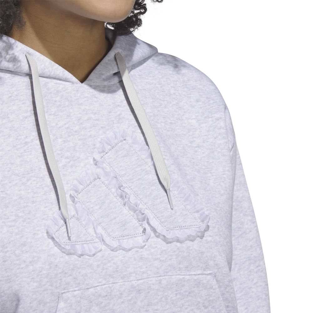 ADIDAS SEASONAL ESSENTIALS RUFFLED BIG LOGO GRAPHIC HOODIE