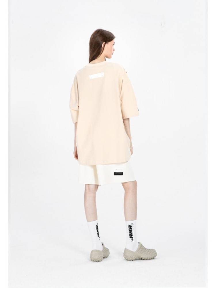 MWM BLACK KNIT SHORTS CHAIN DETAIL LOGO PATCHES