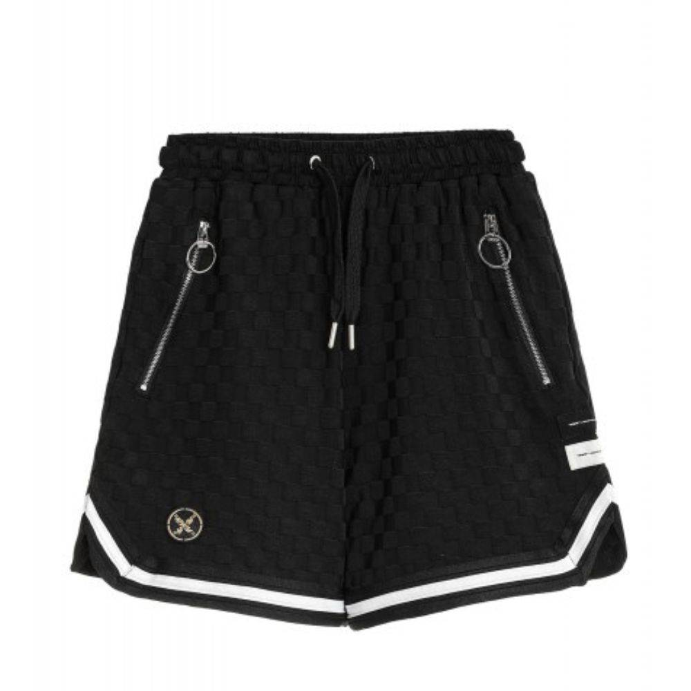 MWM BLACK SQUARE PATTERN SOFT FABRIC SHORTS