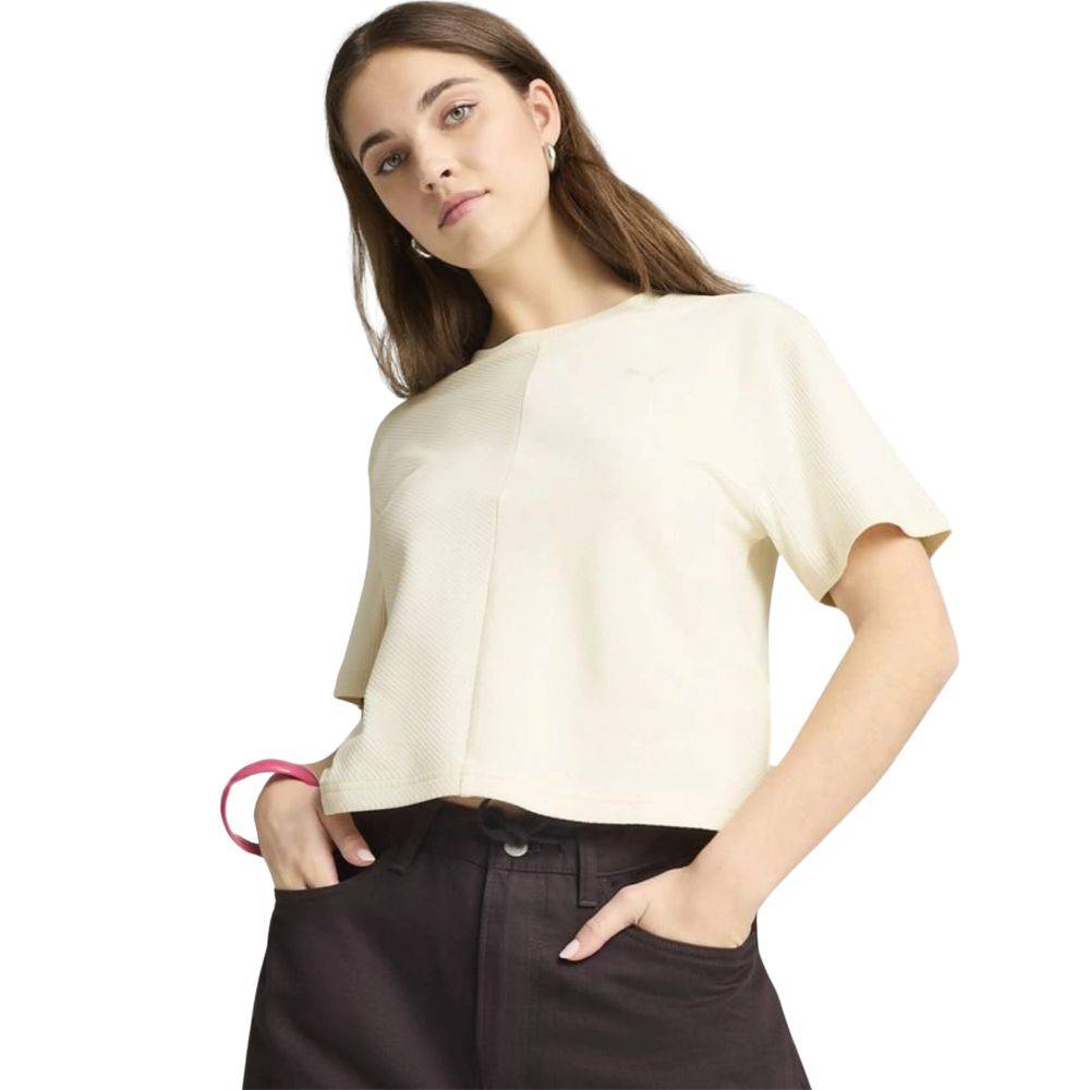 PUMA WARDROBE ESS RIBBED RELAXED TEE