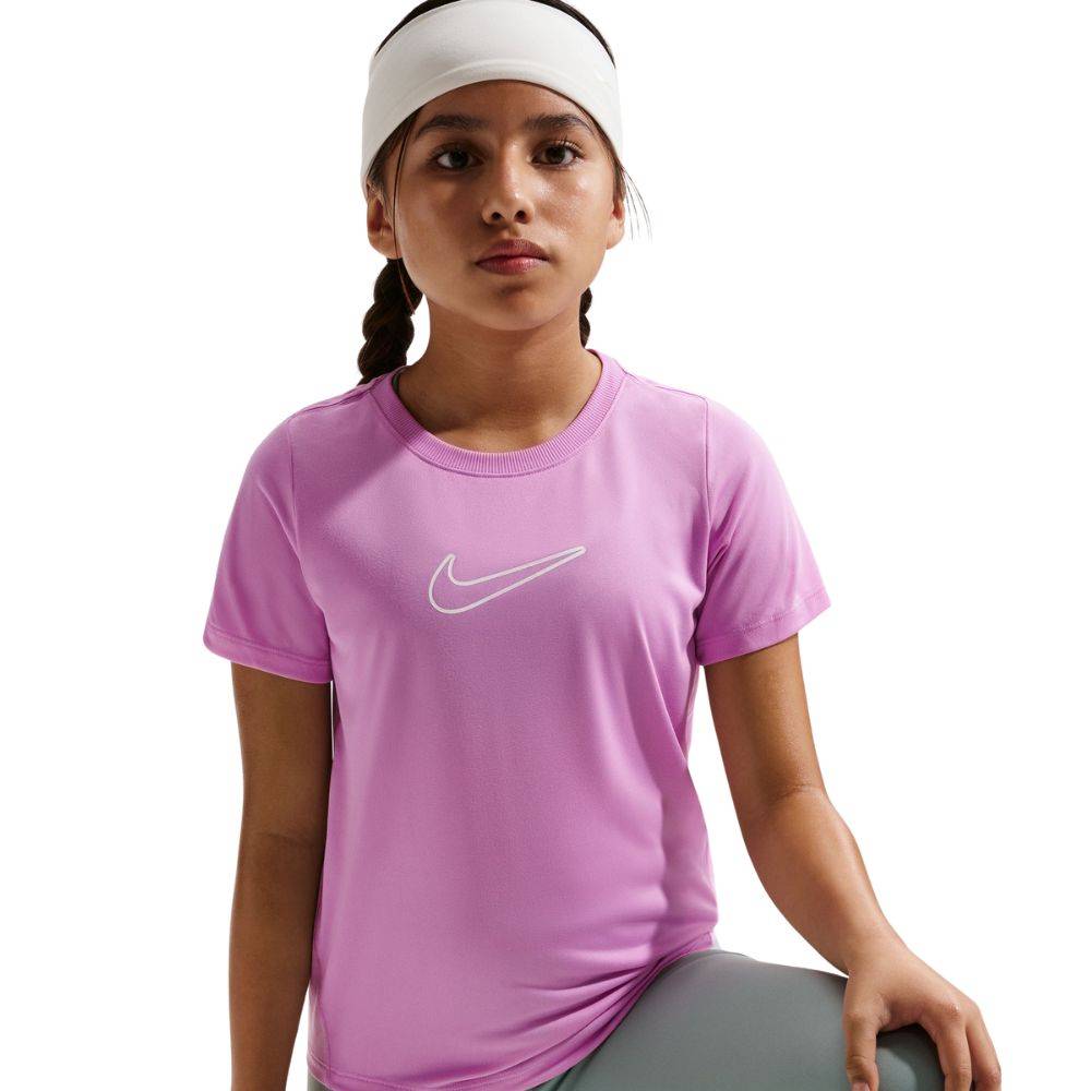 NIKE GIRLS DRI-FIT FITTED SHORT-SLEEVE TOP