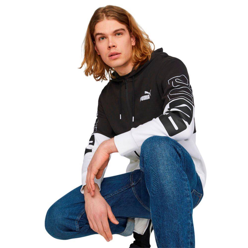 PUMA POWER COLORBLOCK FULL-ZIP FLEECE HOODIE