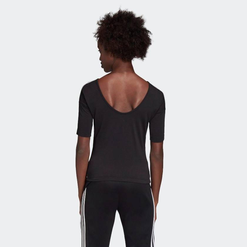 ADIDAS WOMENS OPEN BACK 3-STRIPES TEE
