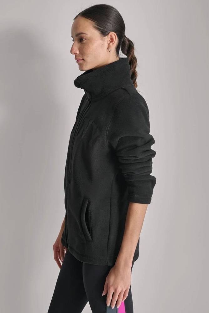 DKNY FLEECE FULL ZIP JACKET WITH VARSITY TWILL LOGO