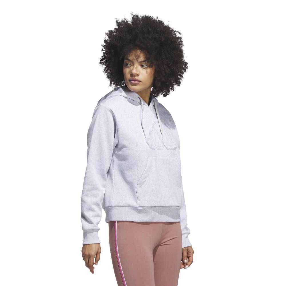 ADIDAS SEASONAL ESSENTIALS RUFFLED BIG LOGO GRAPHIC HOODIE