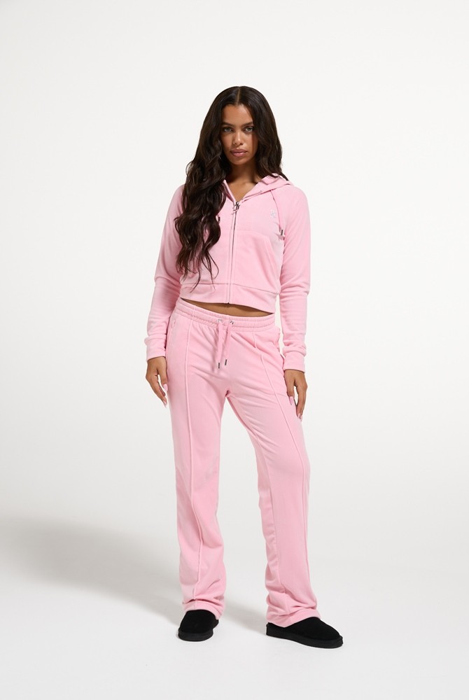 JUICY COUTURE MADISON DIAMANTE VELOUR ZIP-THROUGH HOODIE