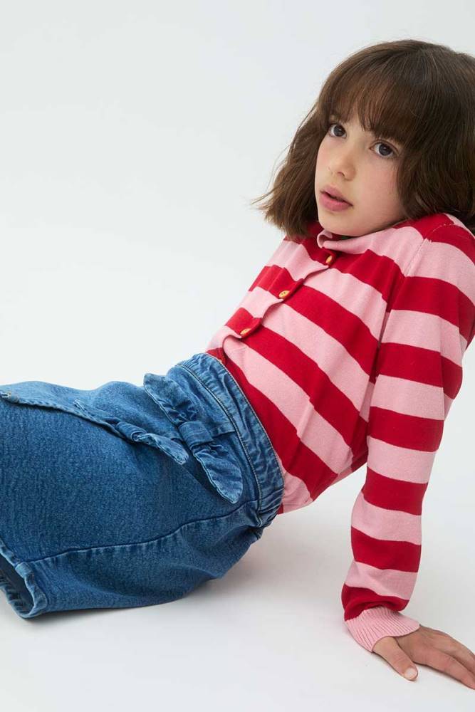 COMPANIA FANTASTICA DENIM SKORT WITH BOWS
