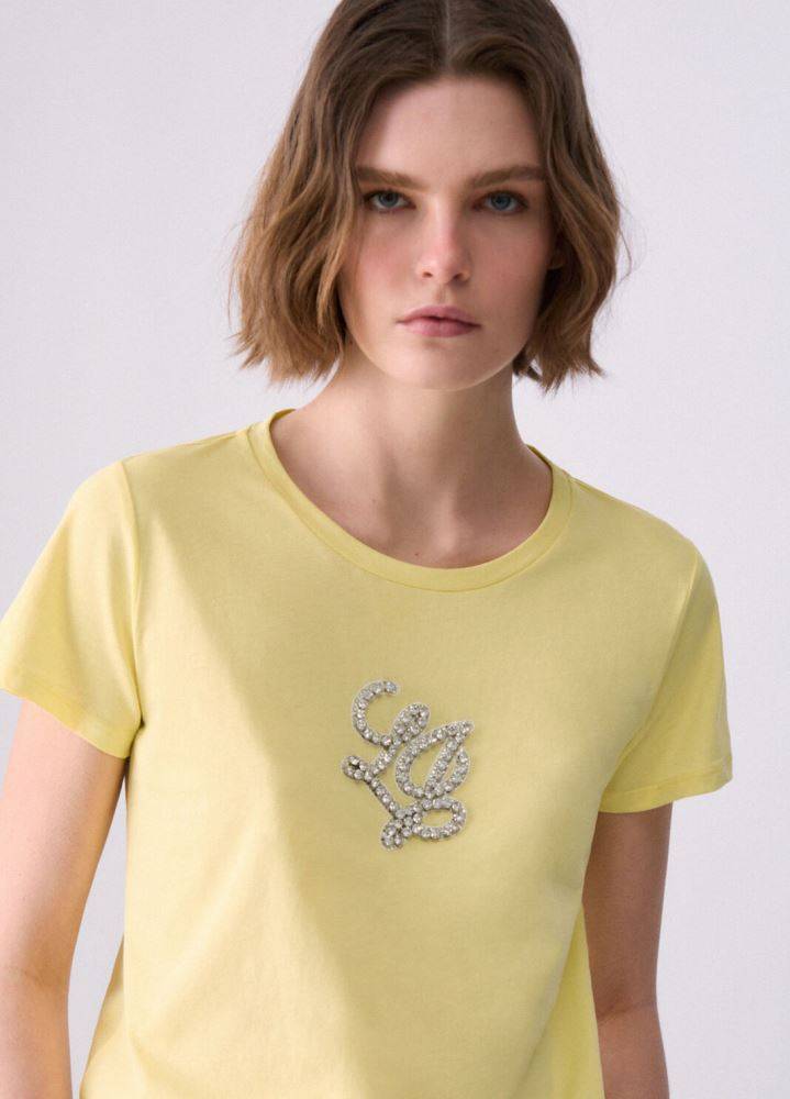 LIU JO T-SHIRT WITH GEMSTONES
