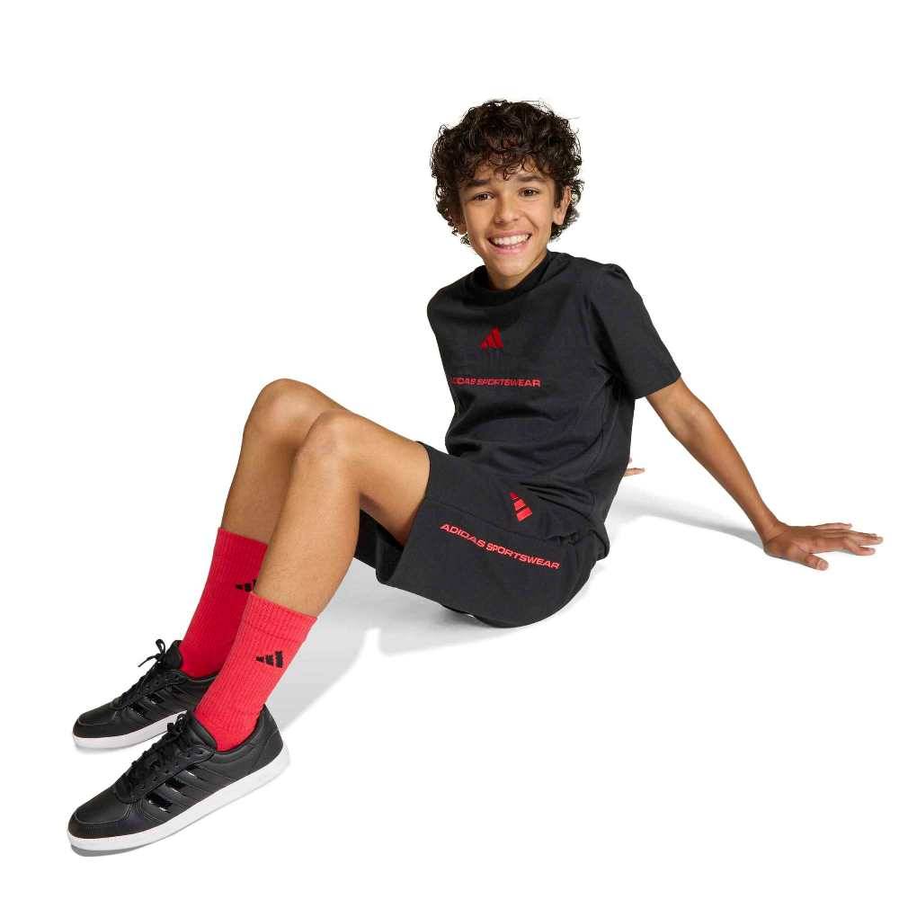 ADIDAS BOYS FRENCH TERRY SLOGAN SHORTS
