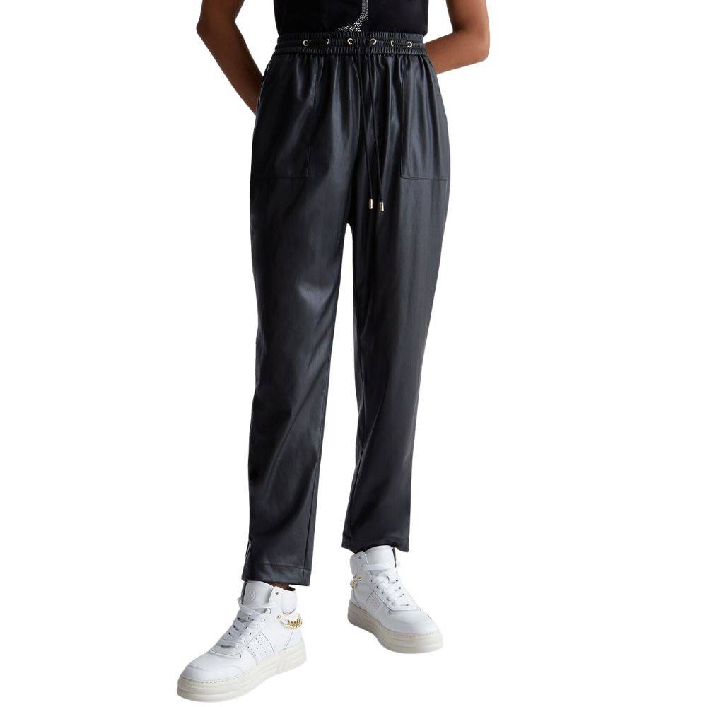 LIU JO LEATHER EFFECT JOGGER PANTS