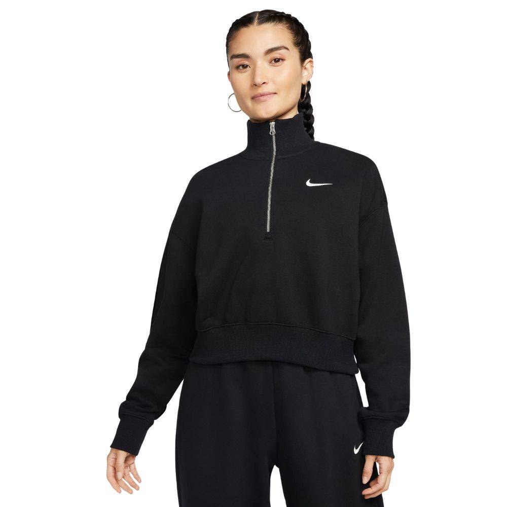 NIKE WOMENS PHOENIX FLEECE 1/2 ZIP CROP SWEATSHIRT
