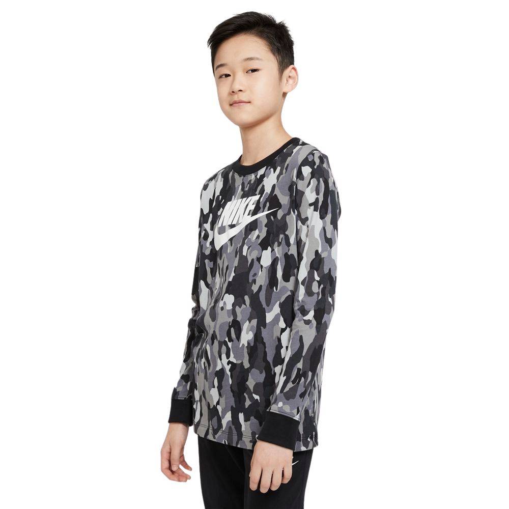 NIKE BOYS SPORTSWEAR CAMO LONG SLEEVE TEE