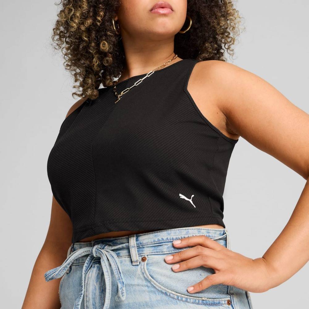 PUMA WARDROBE ESS RIBBED CROP TOP