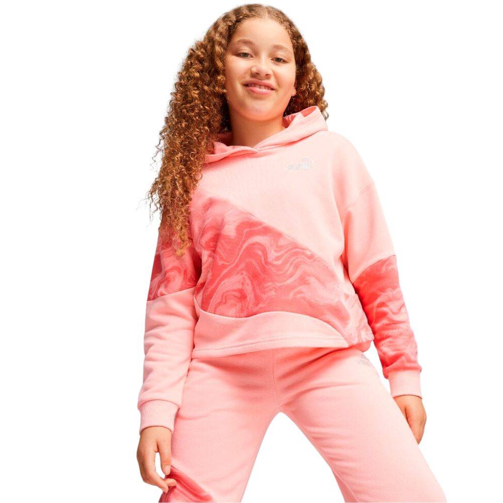 PUMA GIRLS POWER CAT MARBLEIZED HOODIE