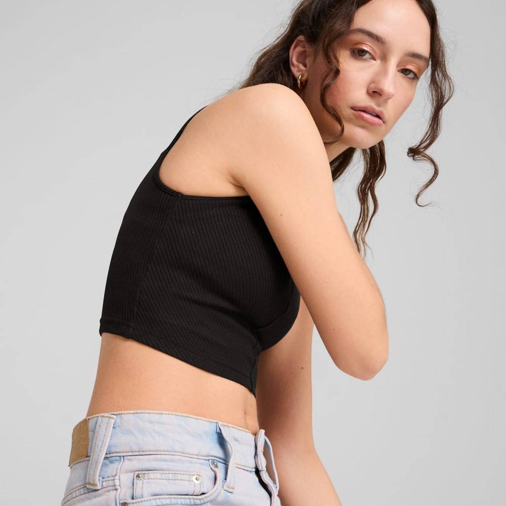 PUMA WARDROBE ESS RIBBED CROP TOP