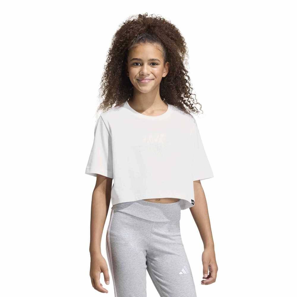 ADIDAS GIRLS EVERYDAY GLAM CROPPED GRAPHIC T-SHIRT