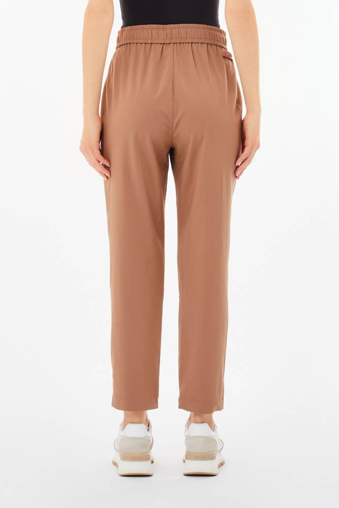 LIU JO CROPPED STRETCH BAMBOO-BLEND TROUSERS
