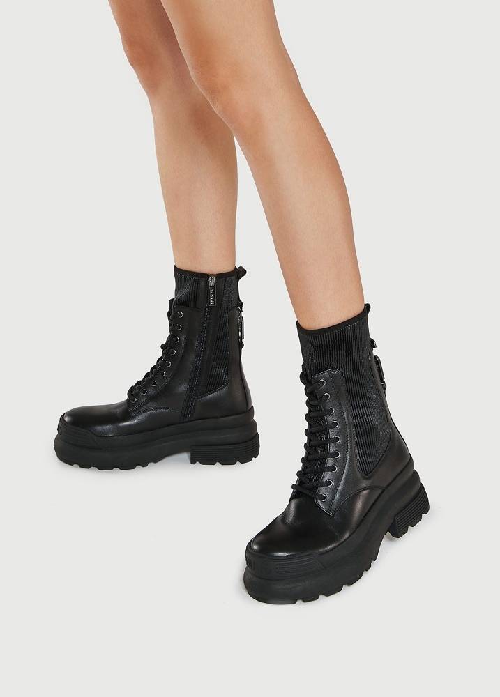 LIU JO AMY 06 - COMBAT BOOTS WITH PLEATS