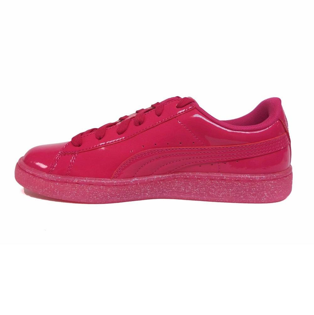 PUMA GIRLS BASKET PATENT GLITTER SHOES