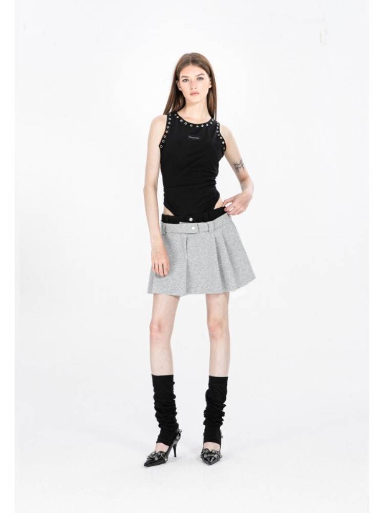 MWM BLACK SLIM BODYSUIT STUDDED NECKLINE
